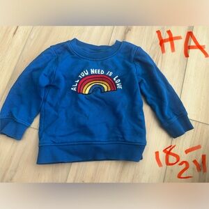 Hanna Andersson Blue Sweatshirt with Rainbow Embroidery